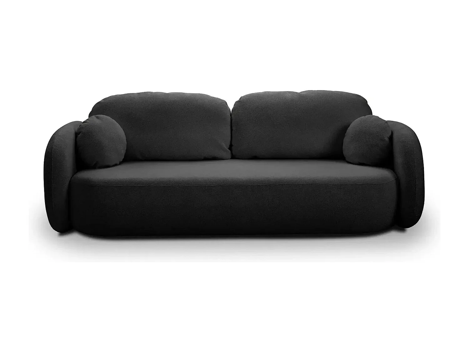 SANTIAGO - Canapé droit tissu bouclette 3 places - Noir