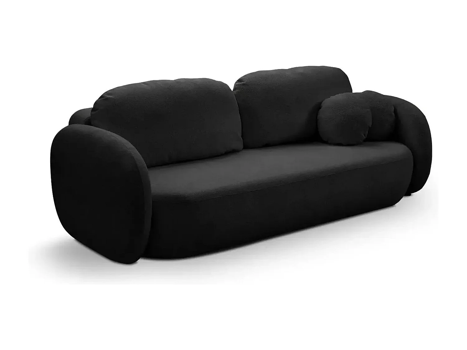 SANTIAGO - Canapé droit tissu bouclette 3 places - Noir