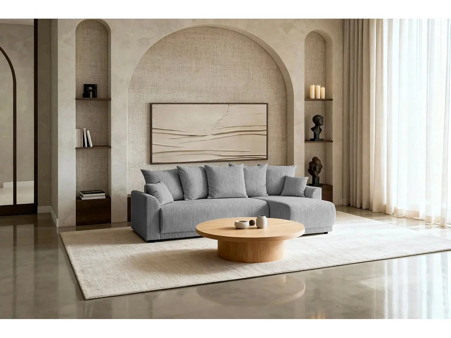 RIO - Canapé d'angle - Gris Clair