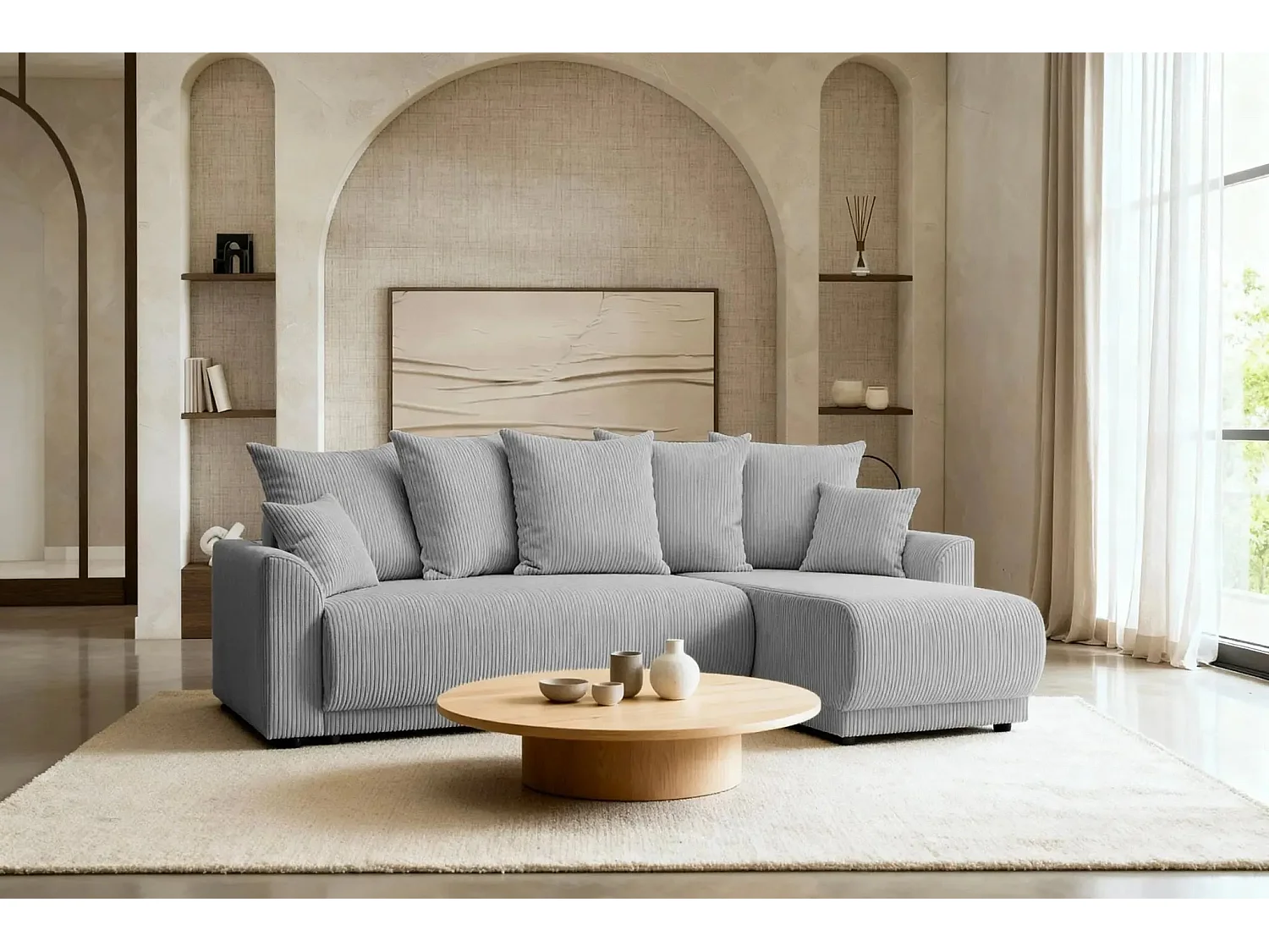 RIO - Canapé d'angle 3 places - Gris Clair