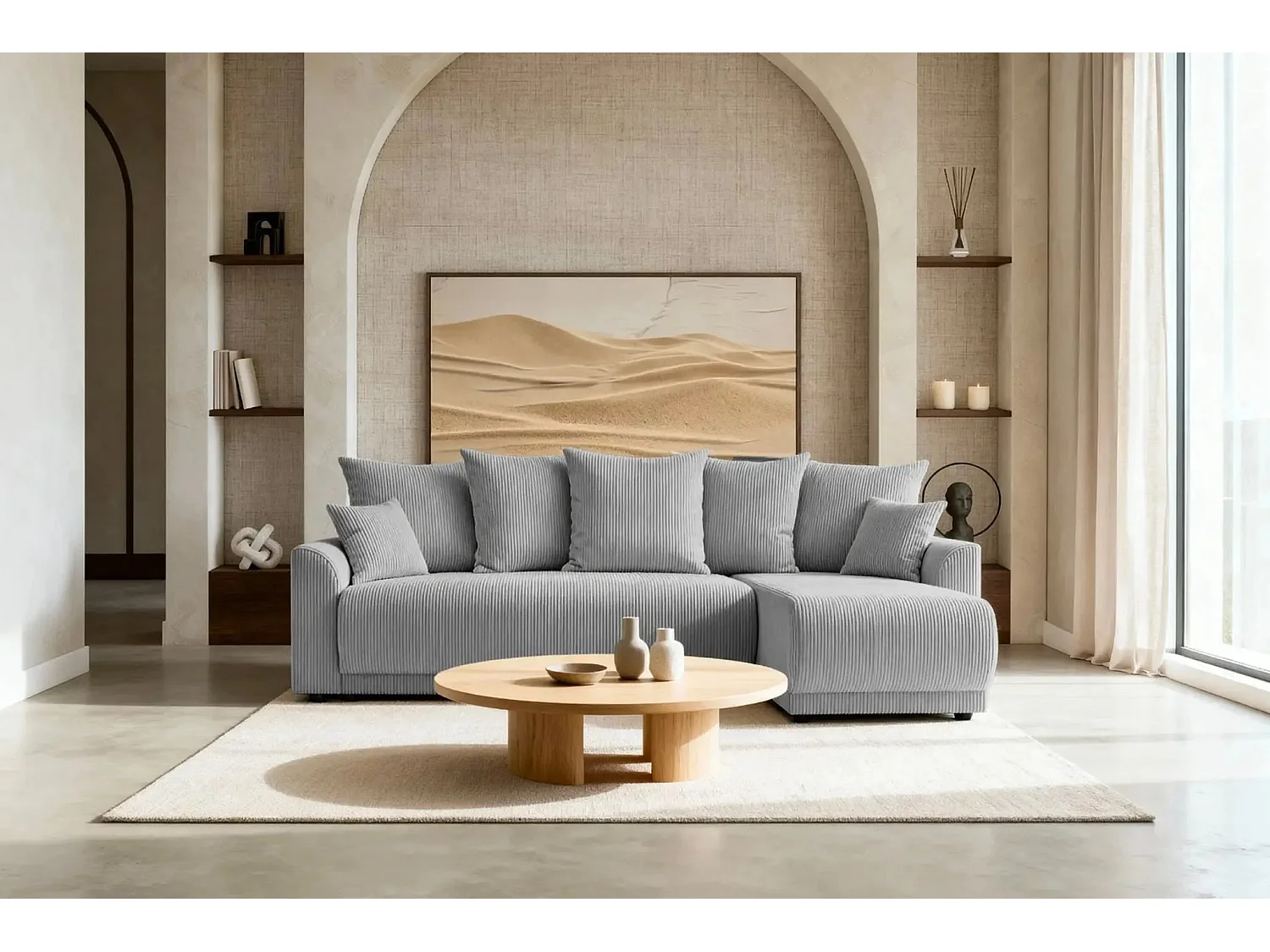 RIO - Canapé d'angle 3 places - Gris Clair