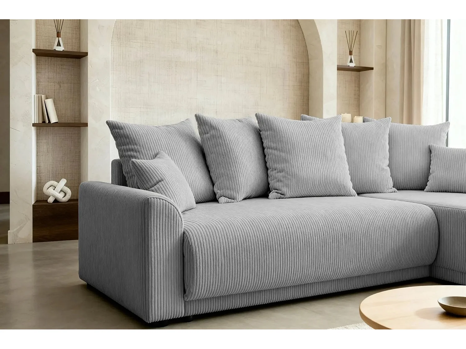 RIO - Canapé d'angle 3 places - Gris Clair