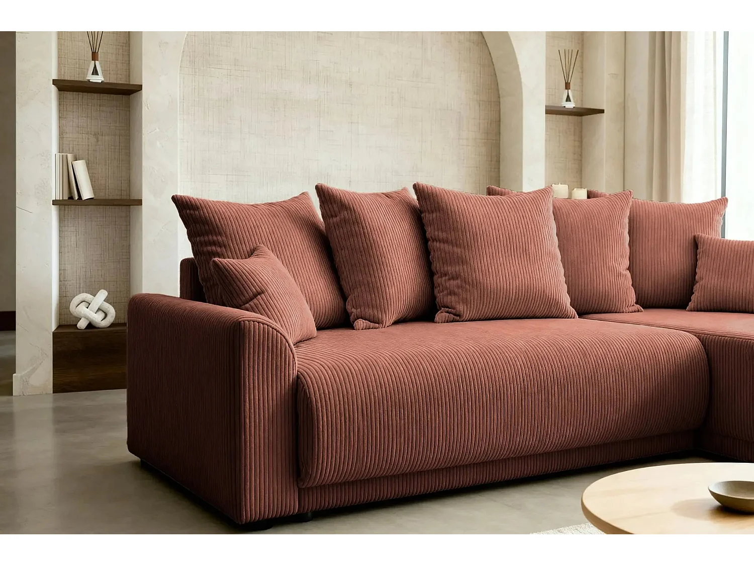 RIO - Canapé d'angle 3 places - Terracotta