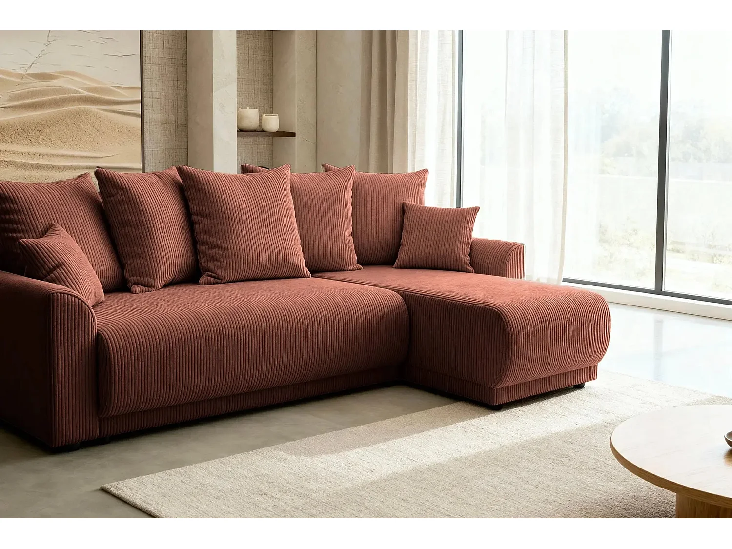 RIO - Canapé d'angle 3 places - Terracotta