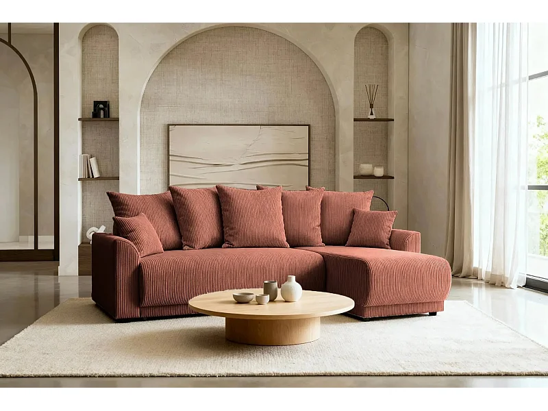 RIO - Canapé d'angle 3 places - Terracotta