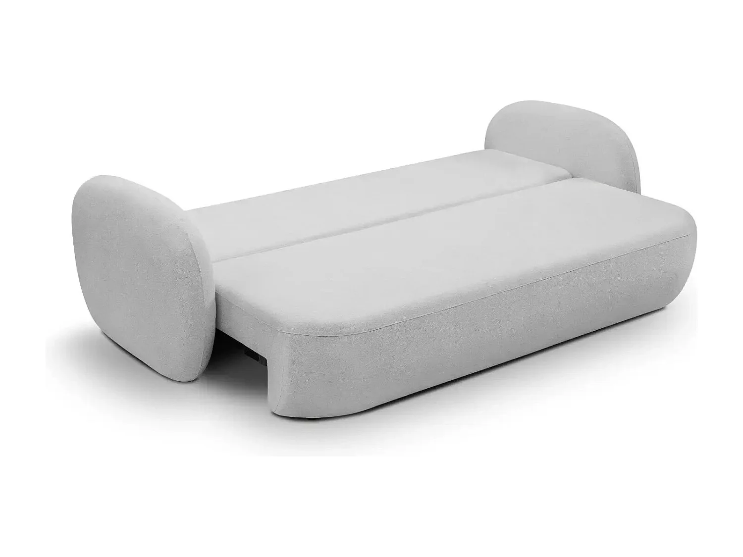 SANTIAGO - Canapé droit tissu bouclette - Gris Clair