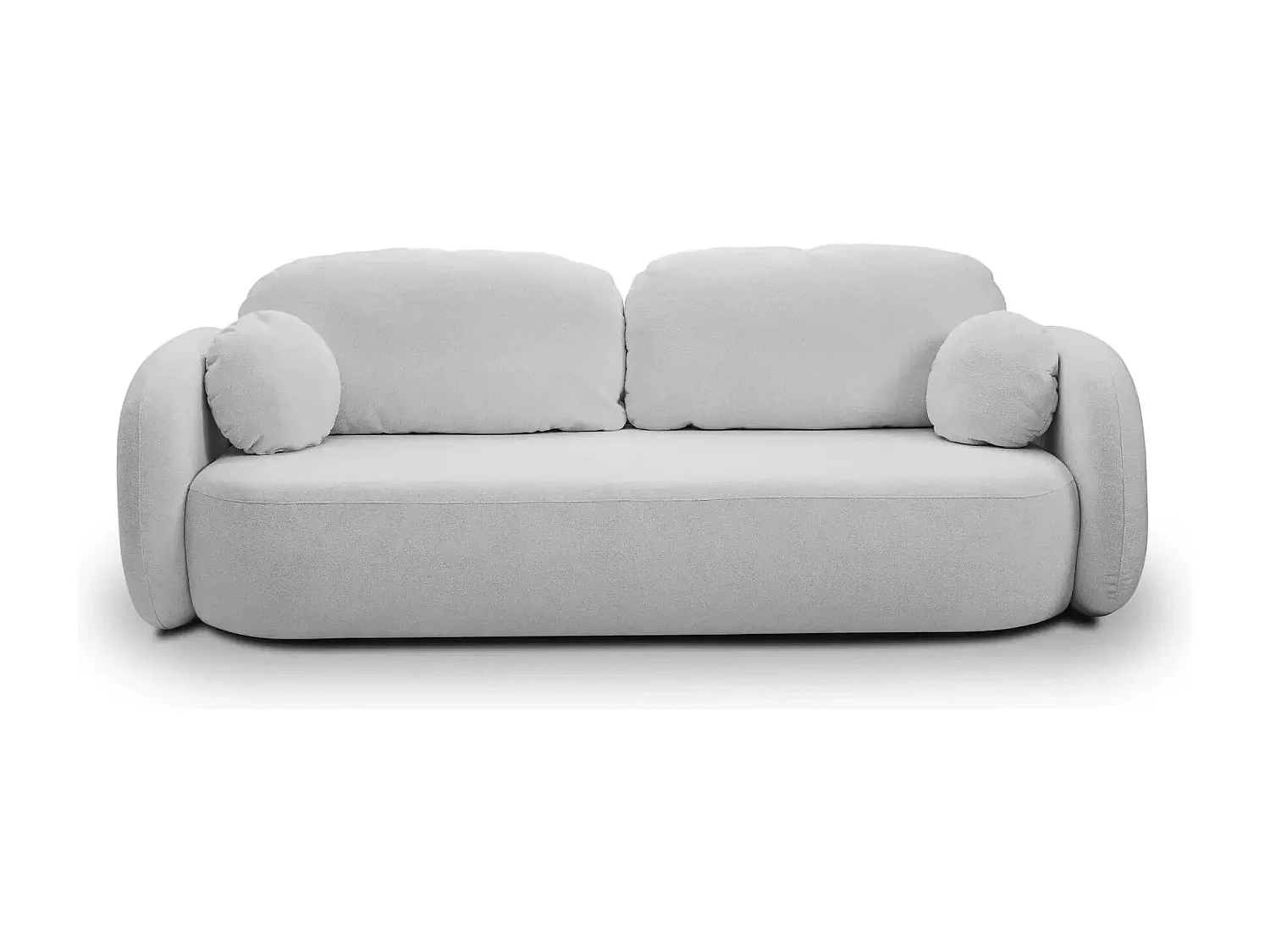 SANTIAGO - Canapé droit tissu bouclette 3 places - Gris Clair