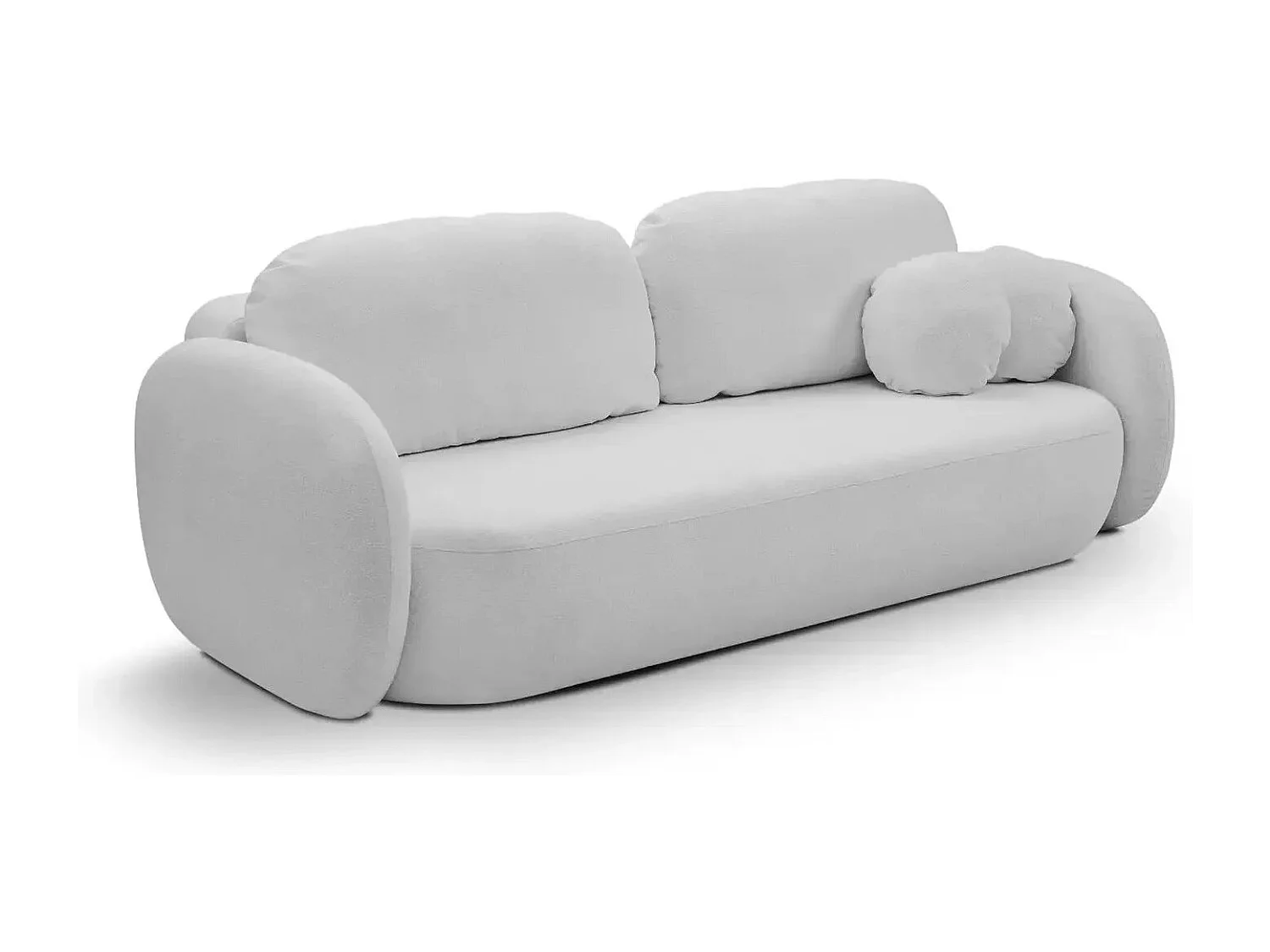 SANTIAGO - Canapé droit tissu bouclette 3 places - Gris Clair