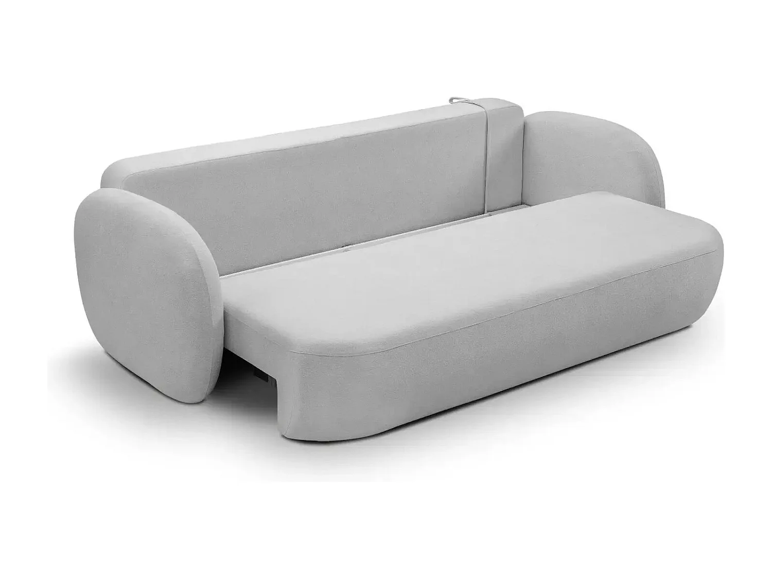 SANTIAGO - Canapé droit tissu bouclette 3 places - Gris Clair