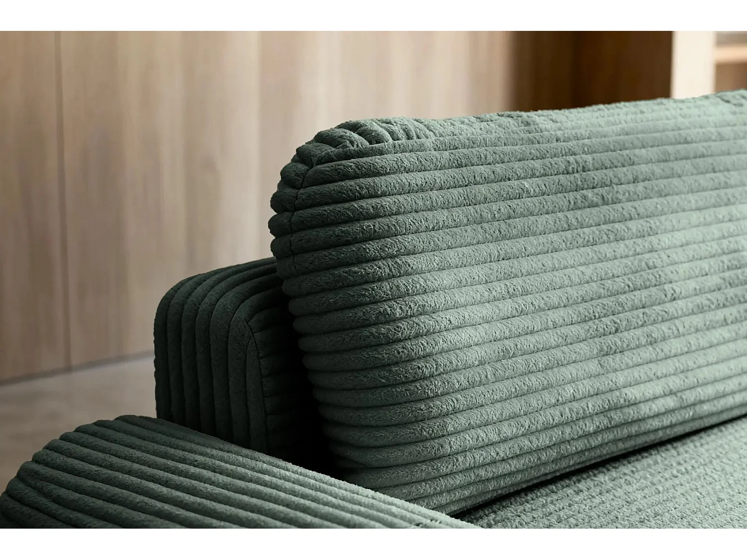 OLYMPE - Canapé d'angle velours cotelé 4 places - Vert - Droit