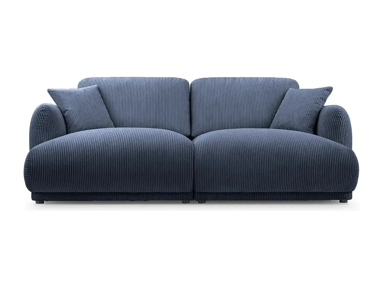 ROSALIE - Canapé droit 2 places velours cotelé - Bleu