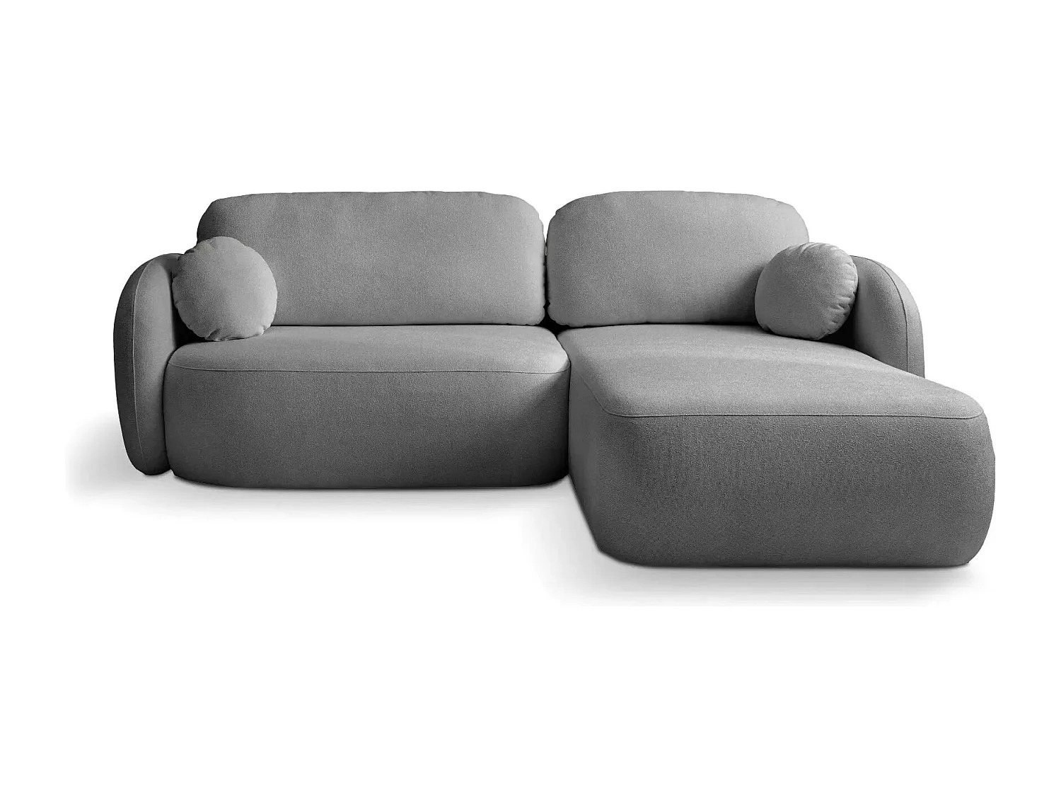 SANTIAGO - Canapé d'angle tissu bouclette - Gris Foncé - Droit