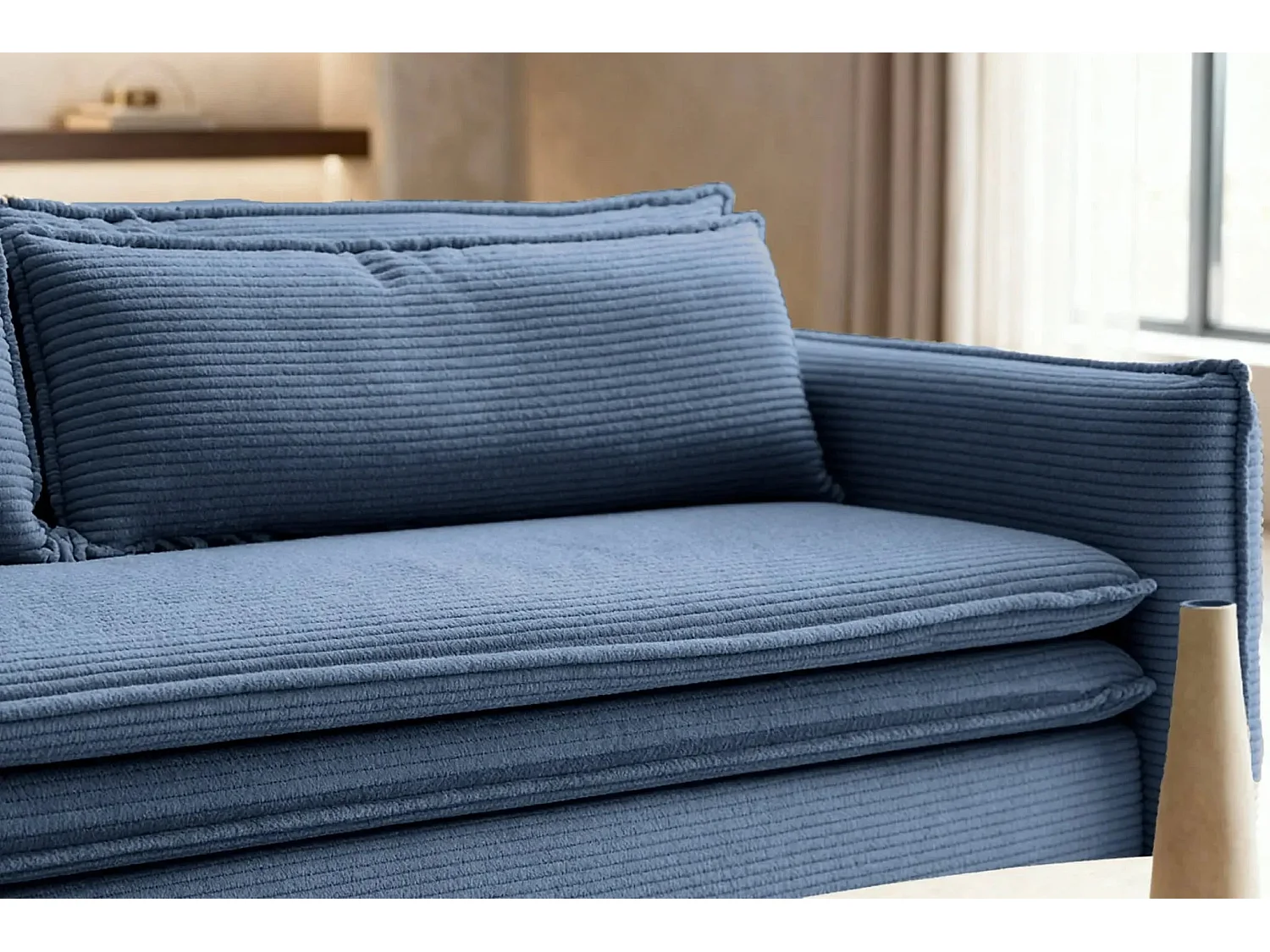 OSCAR - Canapé droit convertible 3 places 3 places - Bleu