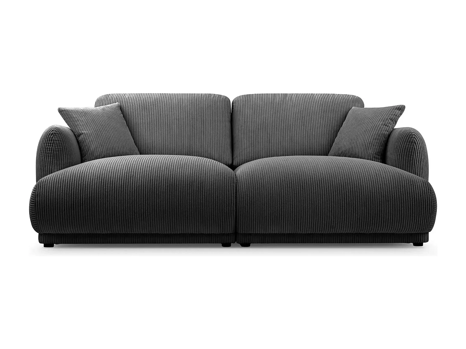 ROSALIE - Canapé droit 2 places velours cotelé - Gris Foncé