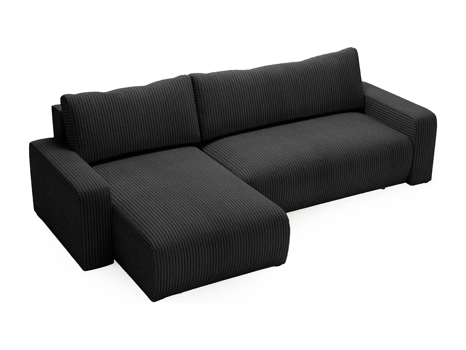 LUCIE - Canapé d'angle velours cotelé - Noir