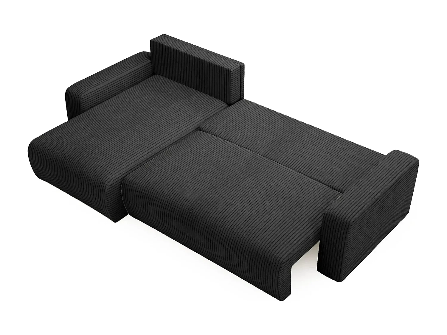 LUCIE - Canapé d'angle velours cotelé - Noir