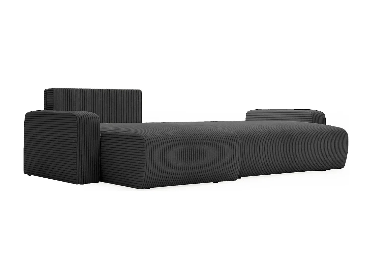 LUCIE - Canapé d'angle velours cotelé 4 places - Noir