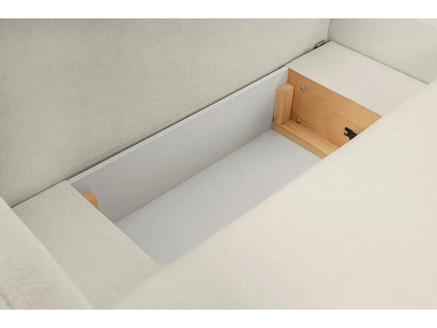 SANTIAGO - Canapé d'angle tissu bouclette - Beige - Droit