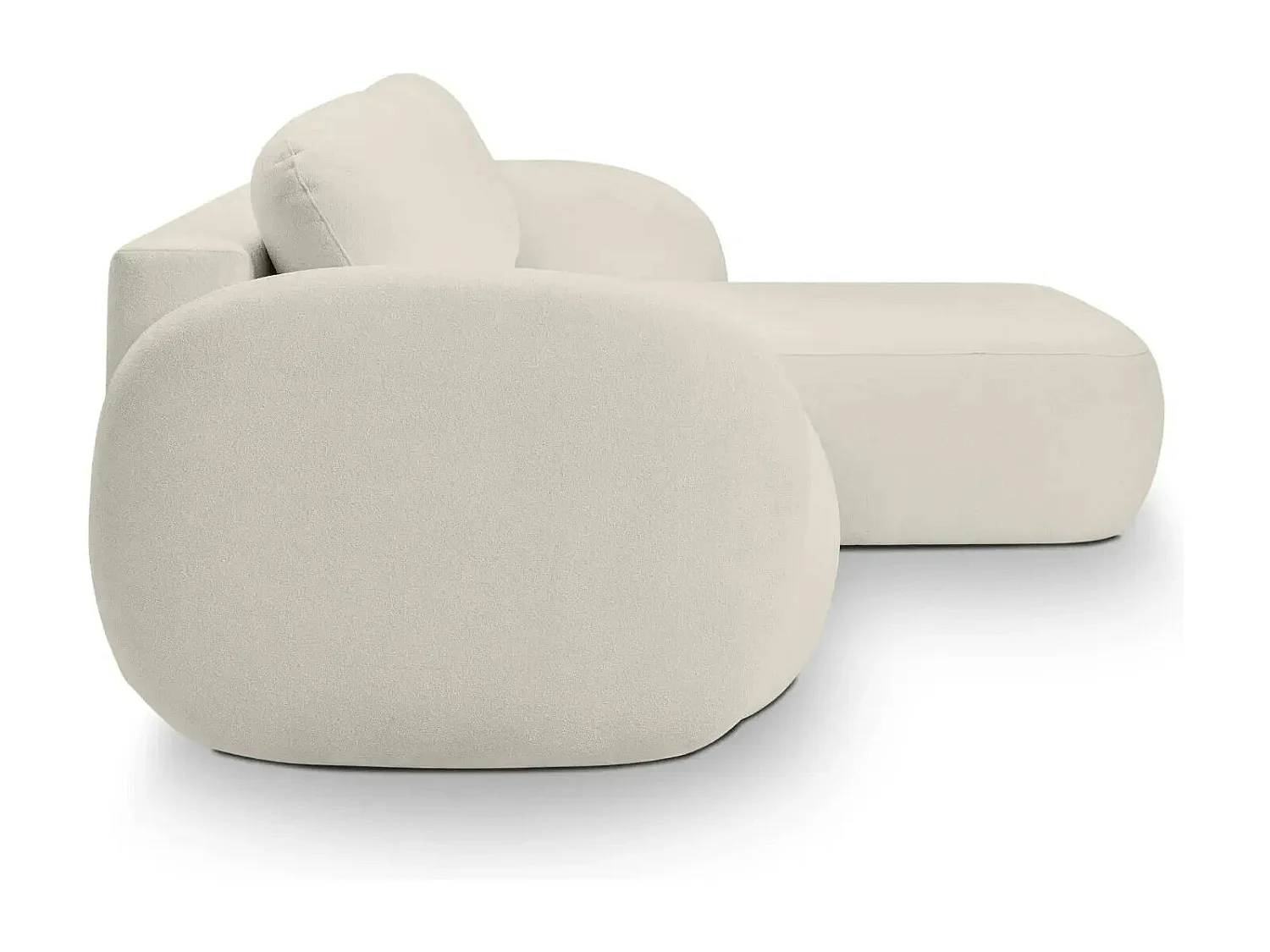 SANTIAGO - Canapé d'angle tissu bouclette - Beige - Droit