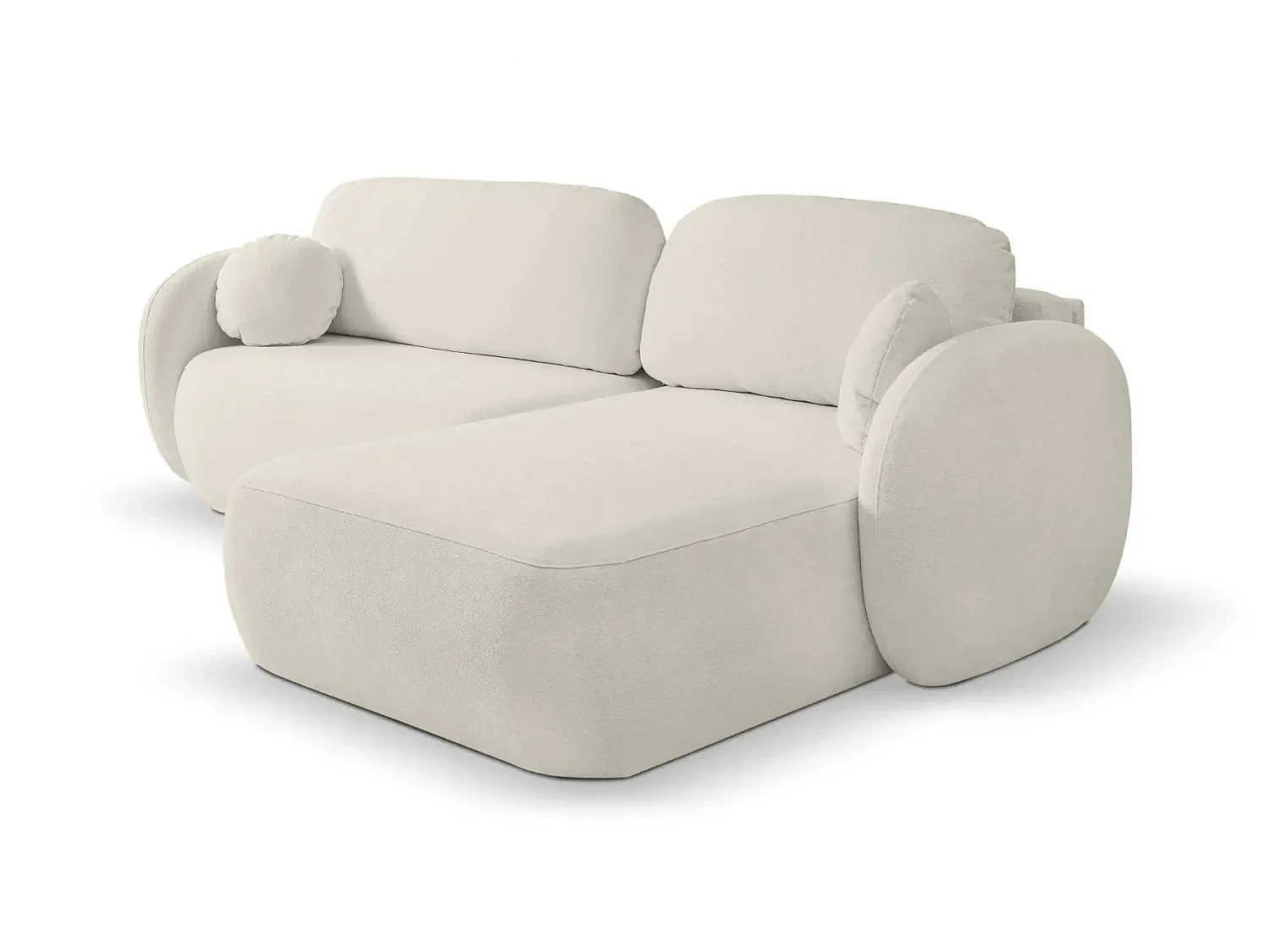 SANTIAGO - Canapé d'angle tissu bouclette 4 places Beige Droit