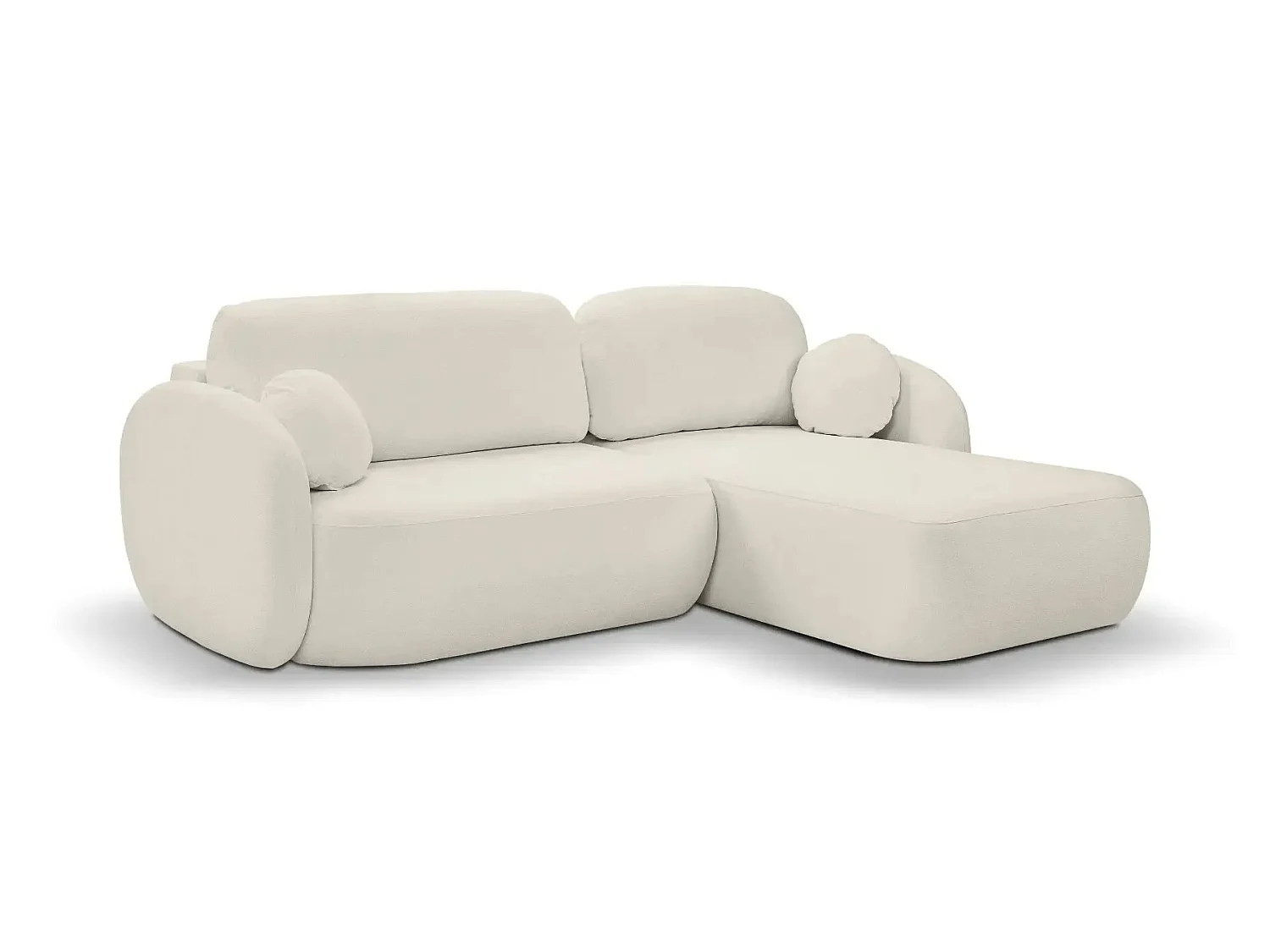 SANTIAGO - Canapé d'angle tissu bouclette 4 places Beige Droit