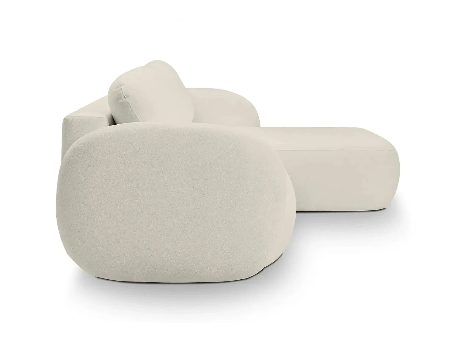 SANTIAGO - Canapé d'angle tissu bouclette 4 places Beige Droit