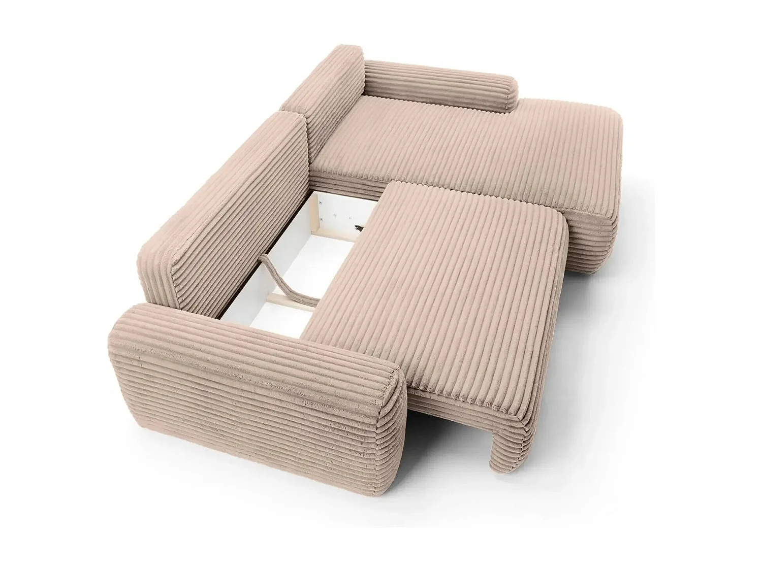 OLYMPE - Canapé d'angle velours cotelé - Café - Droit