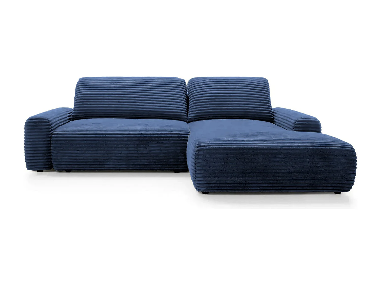 OLYMPE - Canapé d'angle velours cotelé 4 places - Bleu - Droit