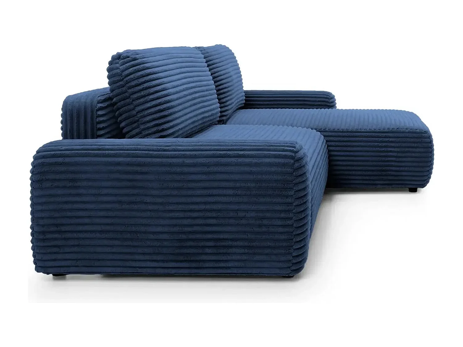 OLYMPE - Canapé d'angle velours cotelé 4 places - Bleu - Droit