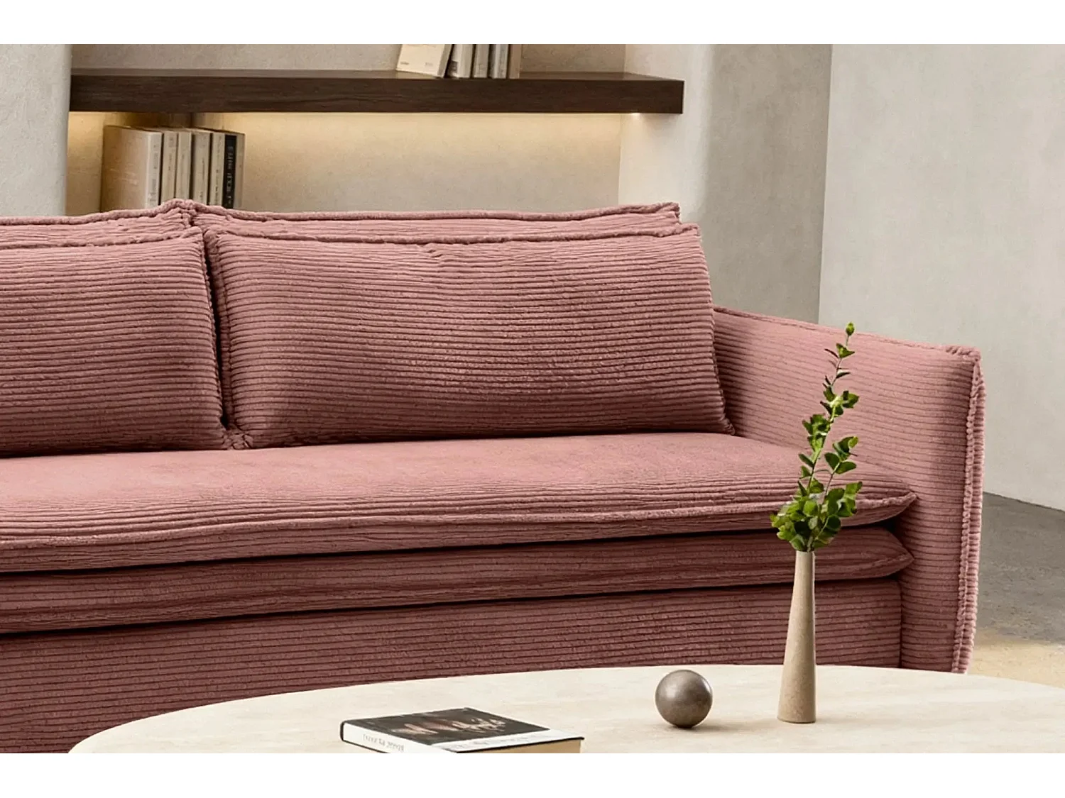 OSCAR - Canapé droit convertible 3 places - Rose