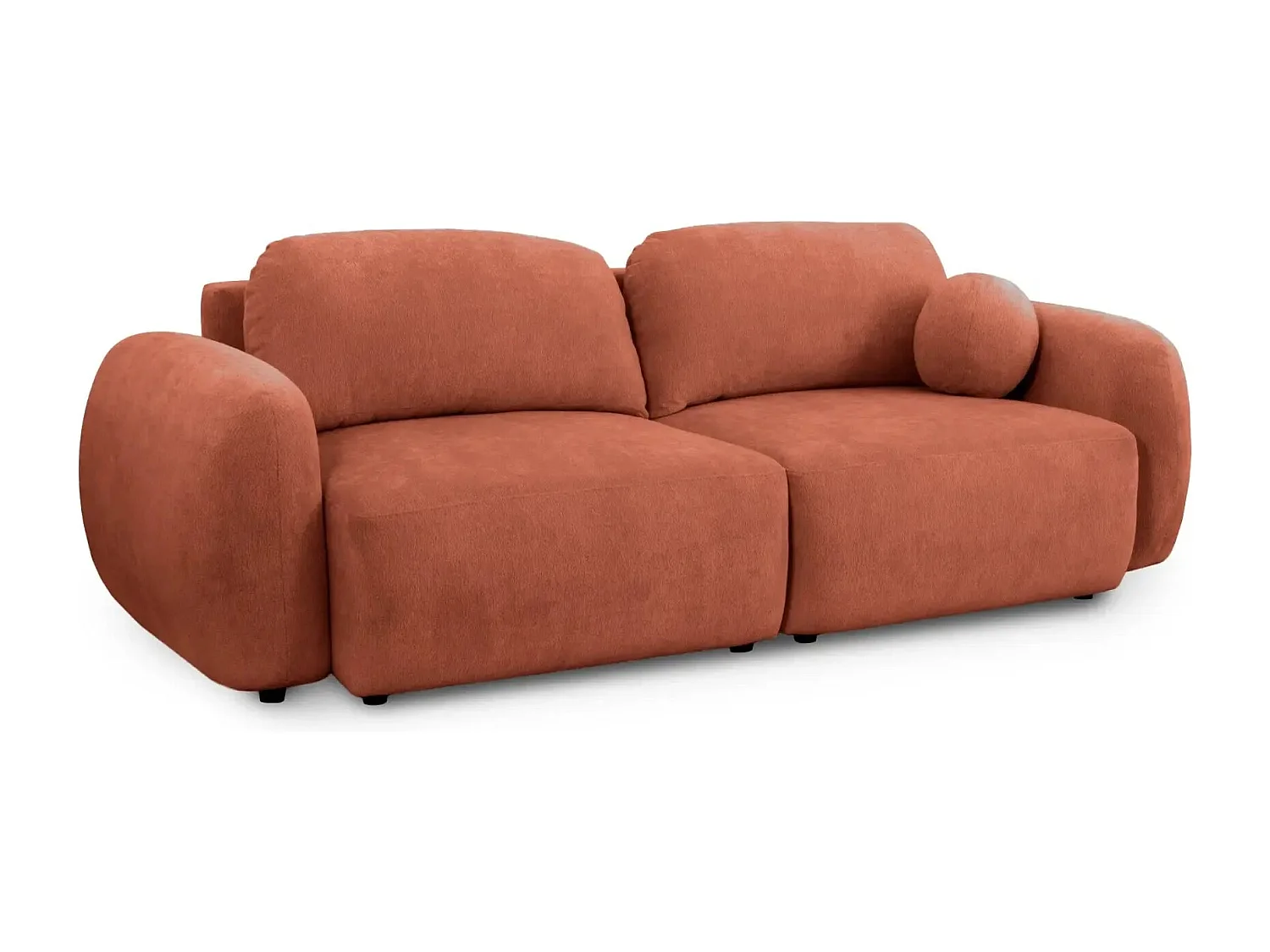 MARTIN - Canapé droit tissu chiné - Terracotta