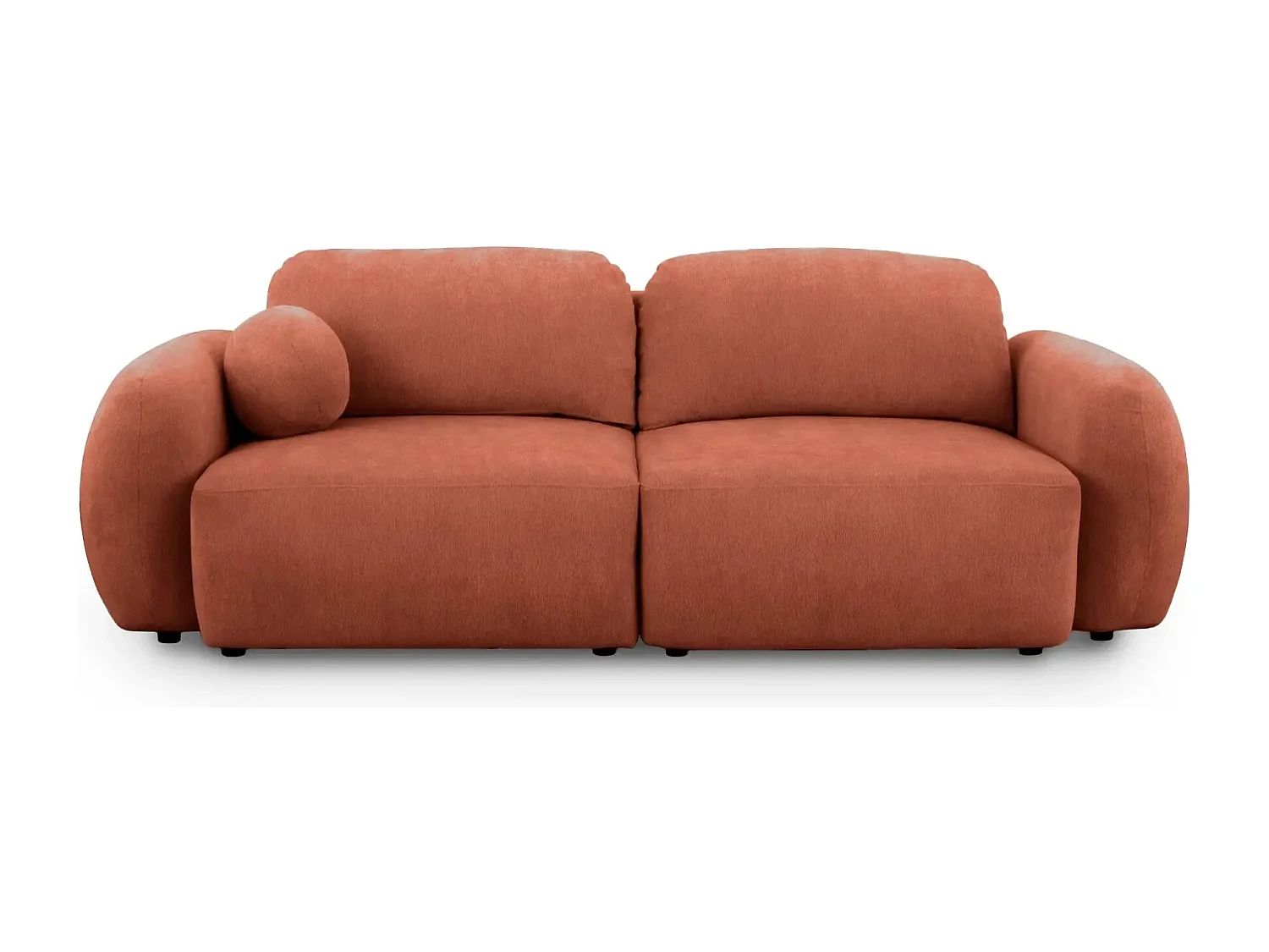 MARTIN - Canapé droit tissu chiné - Terracotta