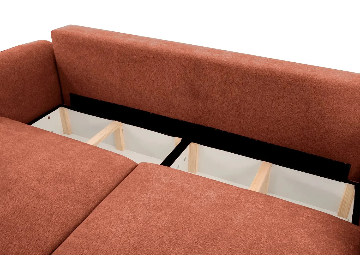 MARTIN - Canapé droit tissu chiné - Terracotta