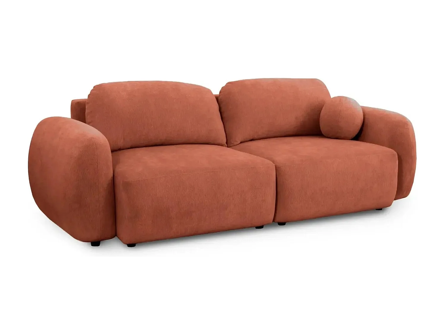 MARTIN - Canapé droit tissu chiné 2 places - Terracotta