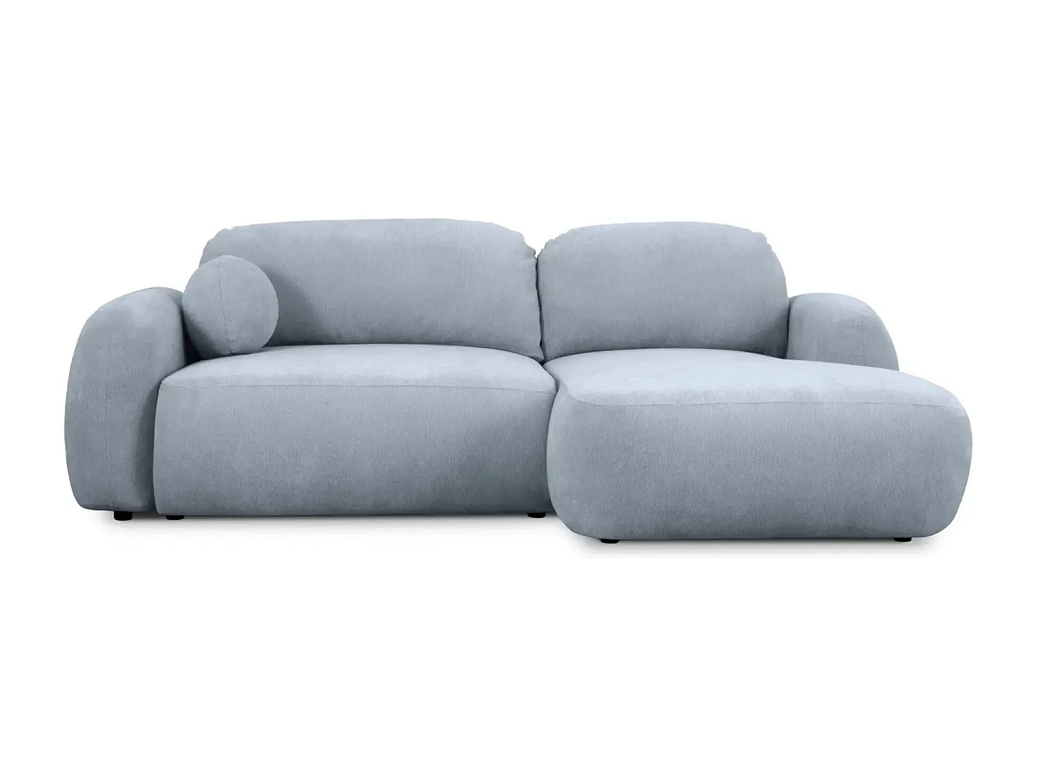 MARTIN - Canapé d'angle 3 places  tissu chenille - Bleu - Droit
