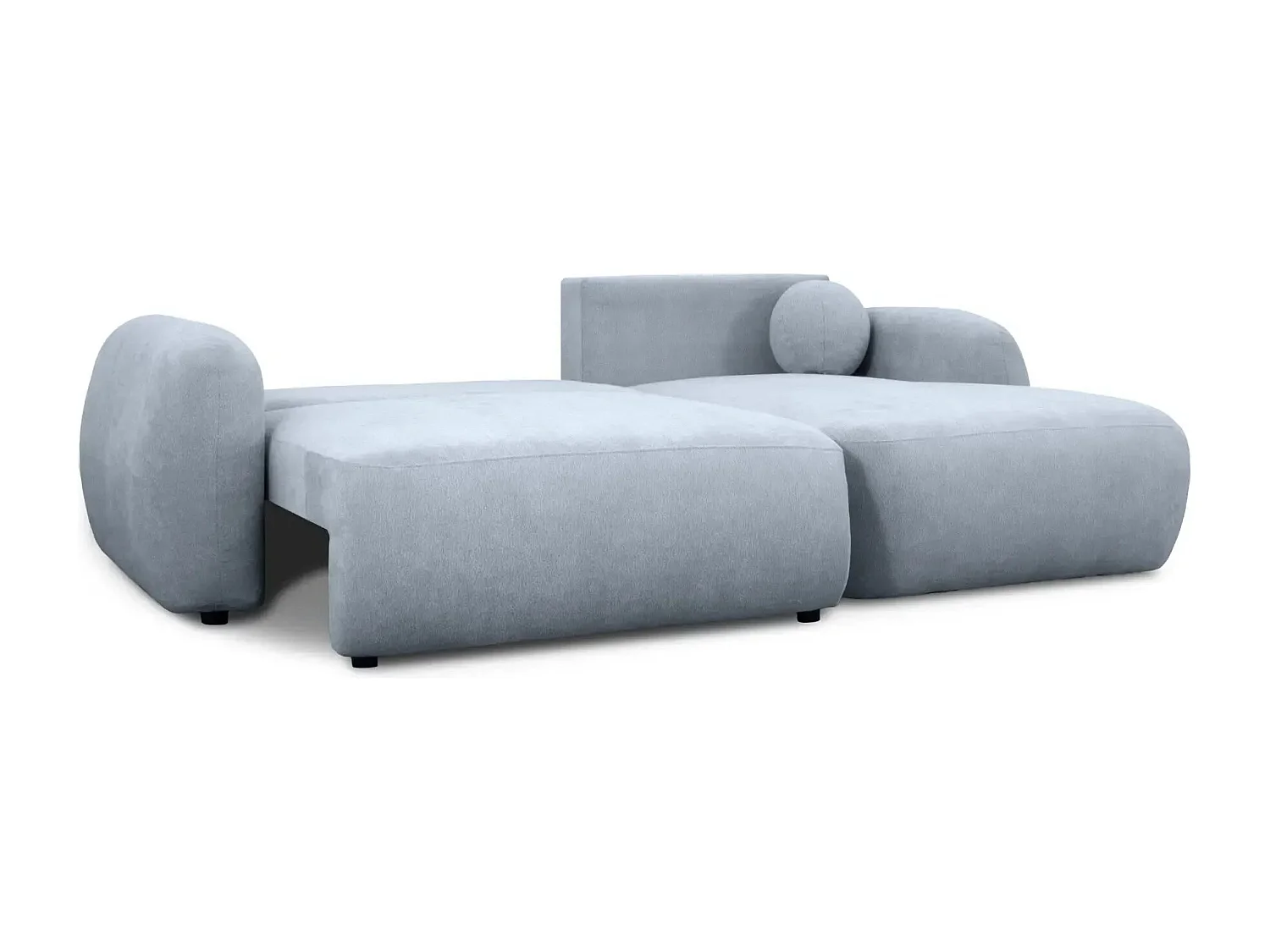 MARTIN - Canapé d'angle 3 places  tissu chenille - Bleu - Droit