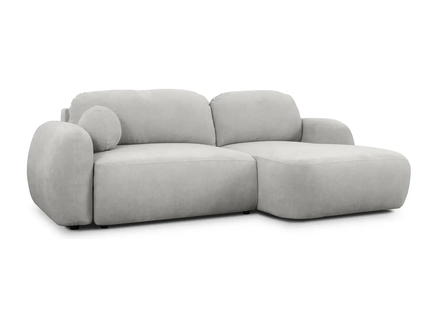 MARTIN - Canapé d'angle 3 places  tissu chenille - Gris Clair - Droit