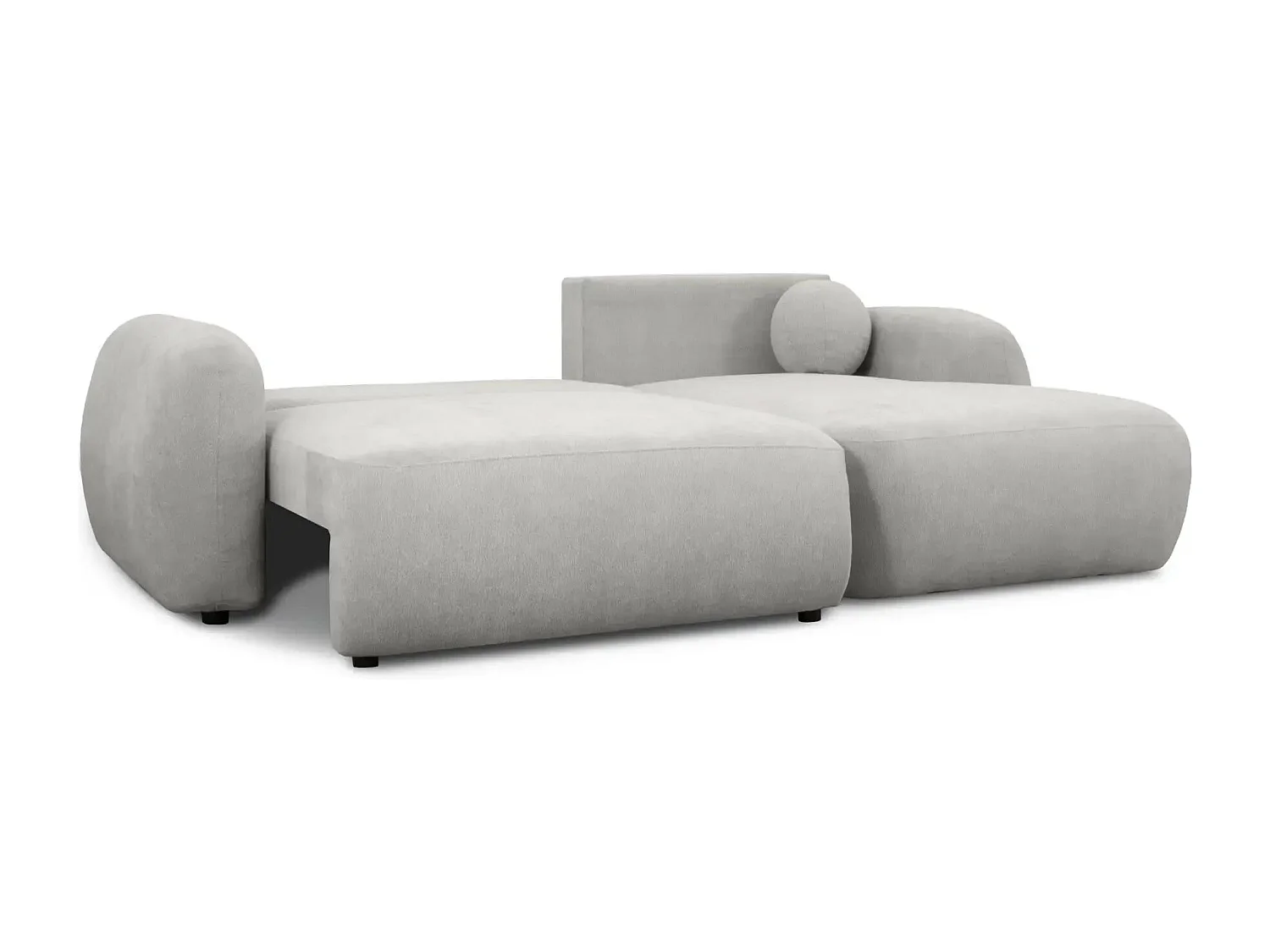 MARTIN - Canapé d'angle 3 places  tissu chenille - Gris Clair - Droit