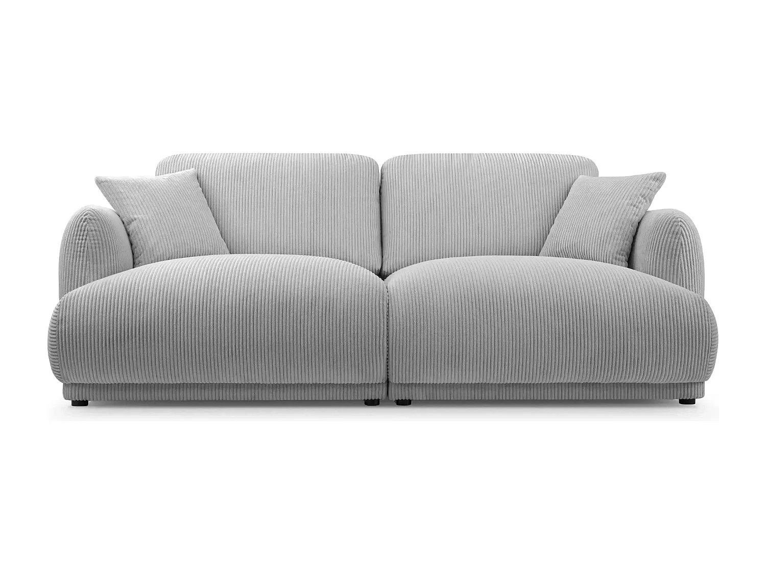 ROSALIE - Canapé droit 2 places velours cotelé - Gris Clair