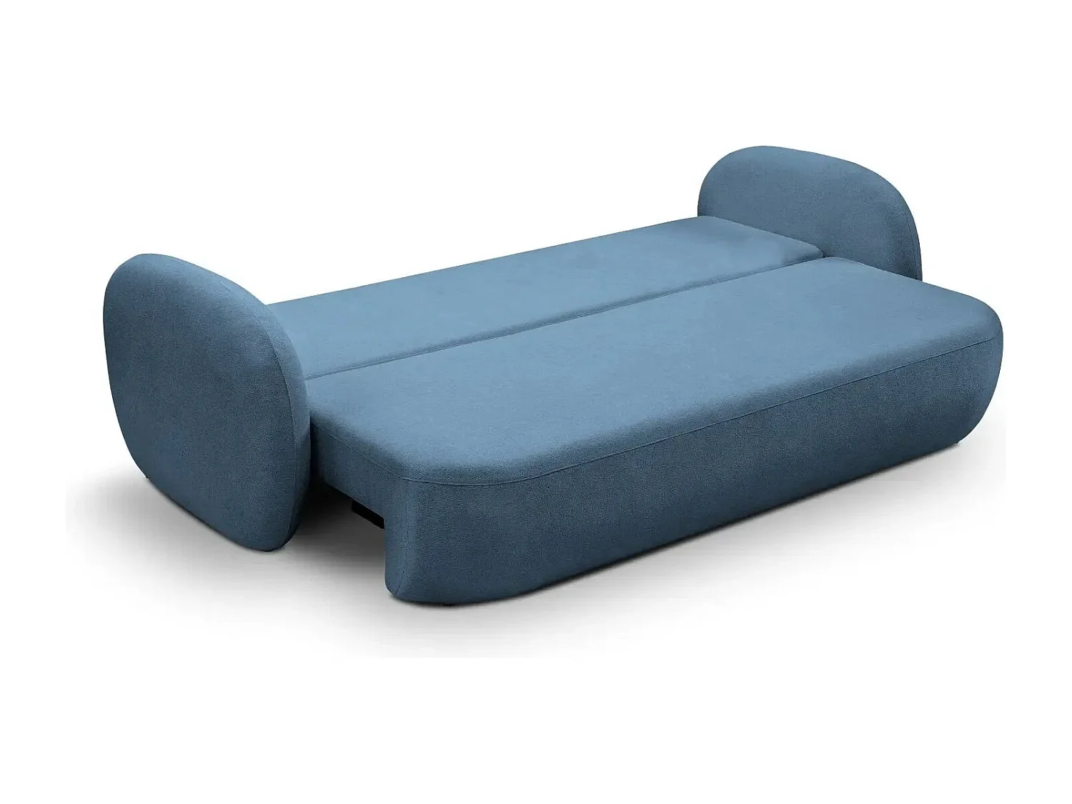 SANTIAGO - Canapé droit tissu bouclette - Bleu