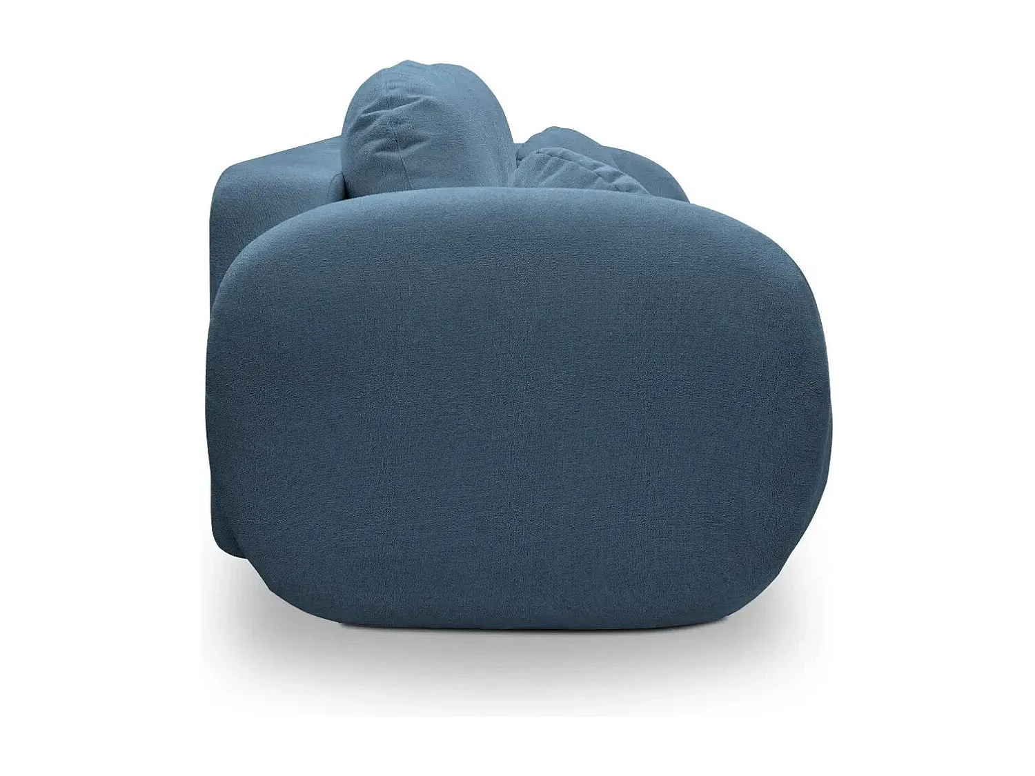 SANTIAGO - Canapé droit tissu bouclette - Bleu