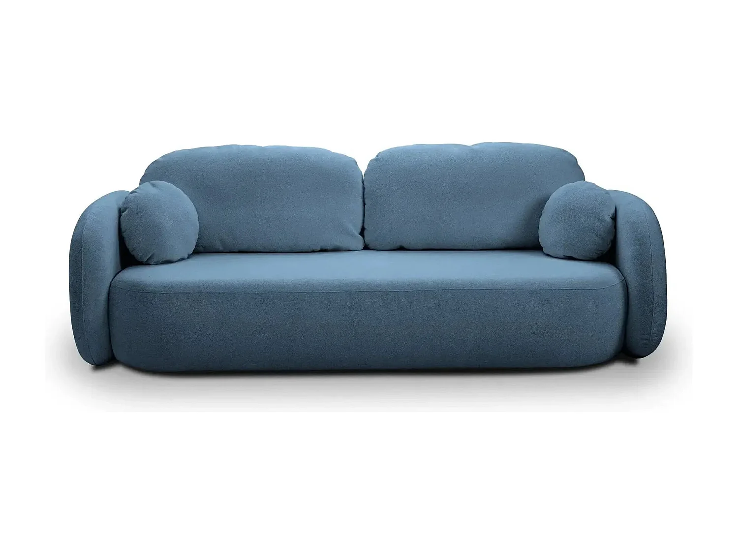 SANTIAGO - Canapé droit tissu bouclette 3 places - Bleu