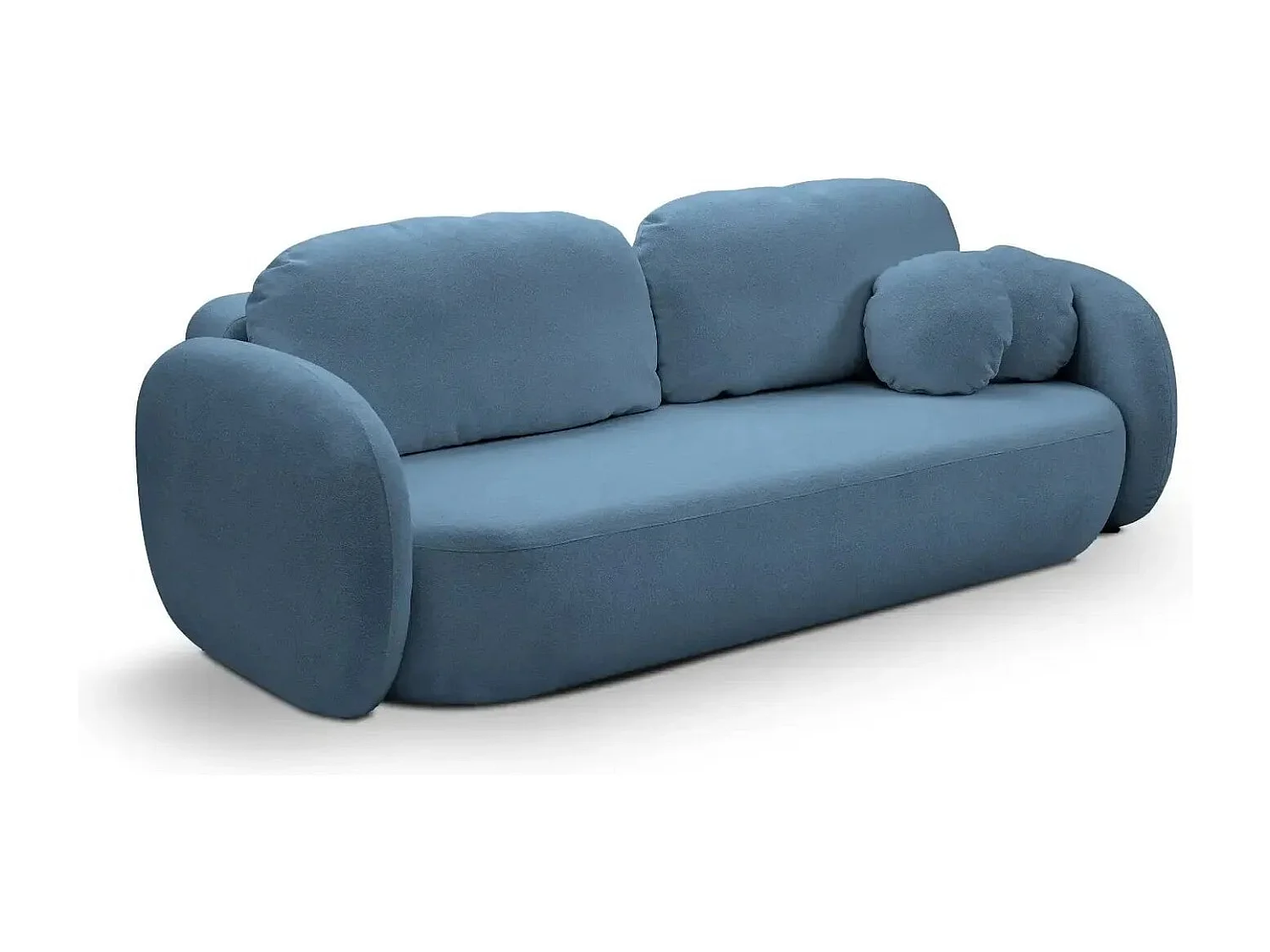 SANTIAGO - Canapé droit tissu bouclette 3 places - Bleu