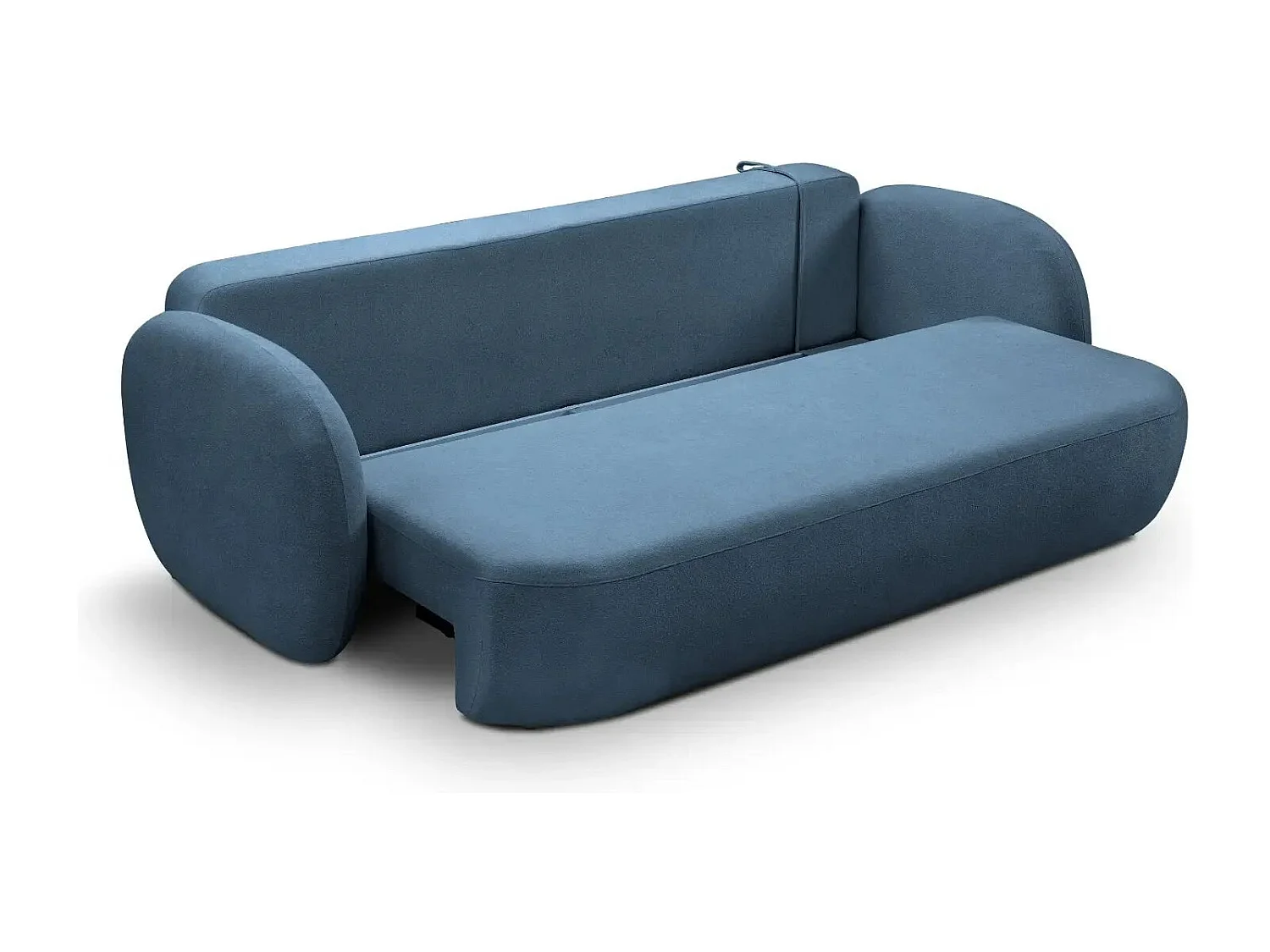 SANTIAGO - Canapé droit tissu bouclette 3 places - Bleu