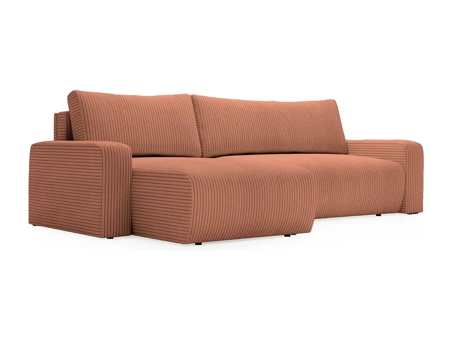 LUCIE - Canapé d'angle velours cotelé - Terracotta