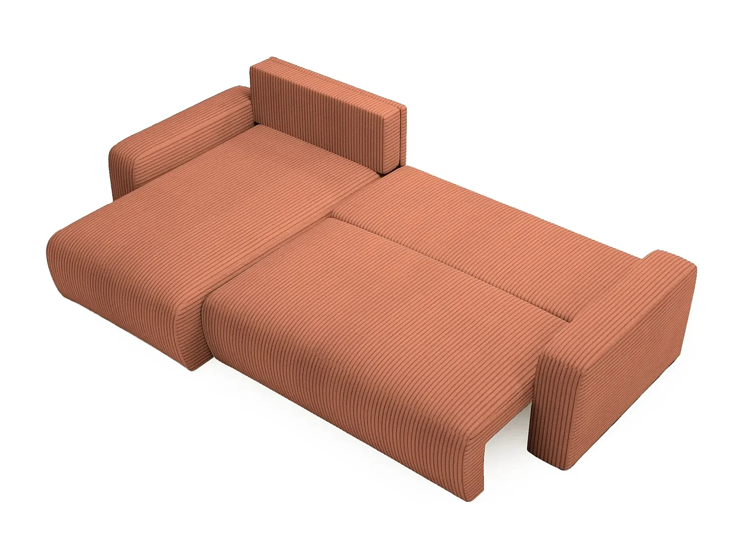 LUCIE - Canapé d'angle velours cotelé - Terracotta