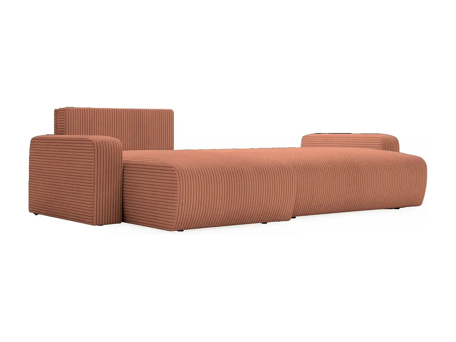 LUCIE - Canapé d'angle velours cotelé 4 places - Terracotta