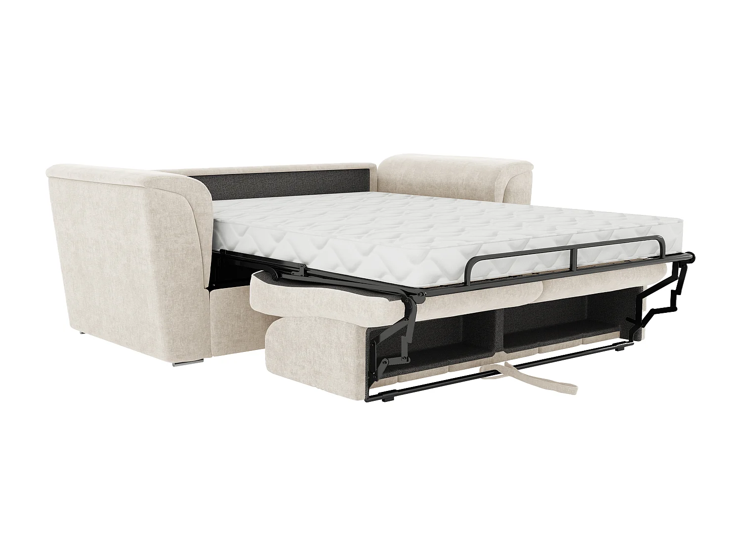 Canapé 3 places convertible express en tissu texturé beige - Couchage 140 cm - Matelas 14 cm - RIZORA