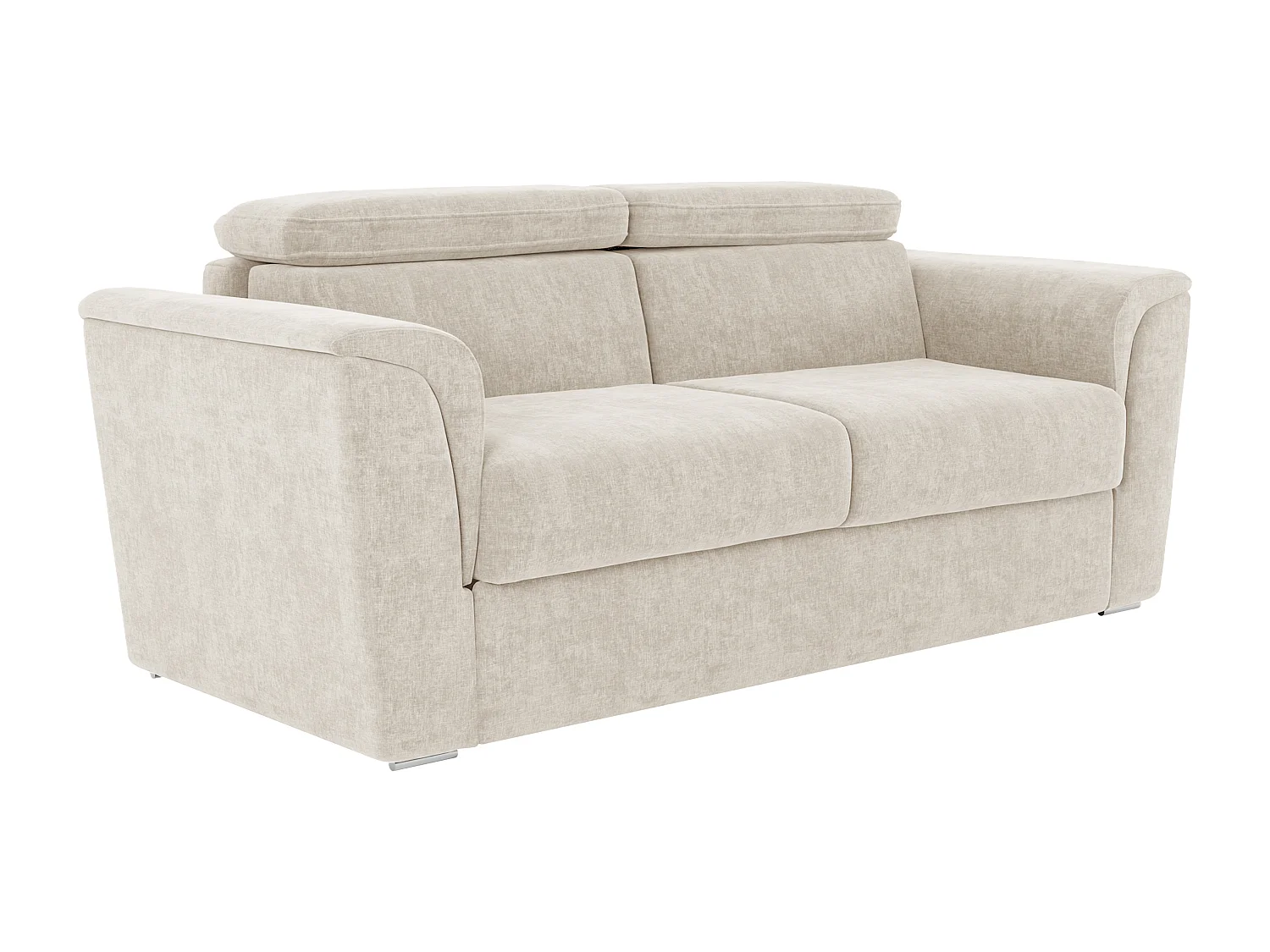 Canapé 3 places convertible express en tissu texturé beige - Couchage à lattes larges 140 cm - Matelas 22 cm avec mémoire de forme - RIZORA