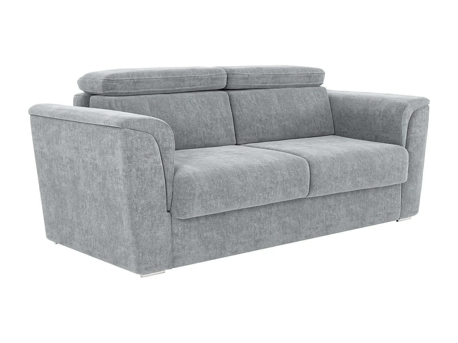 Canapé 3 places convertible express en tissu texturé gris - Couchage à lattes larges 140 cm - Matelas 18 cm - RIZORA